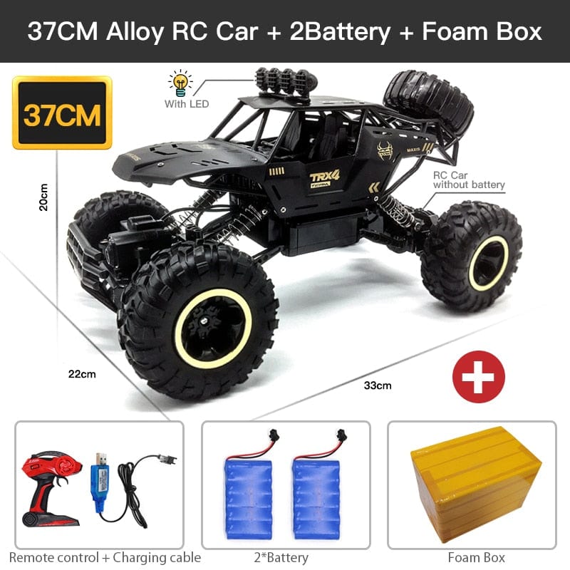 Showlu Fashion Store 0 37CM Black 2B Alloy ZWN 1:12 / 1:16 4WD RC Car With Led Lights 2.4G Radio Remote Control Cars Buggy Off-Road Control Trucks Boys Toys for Children