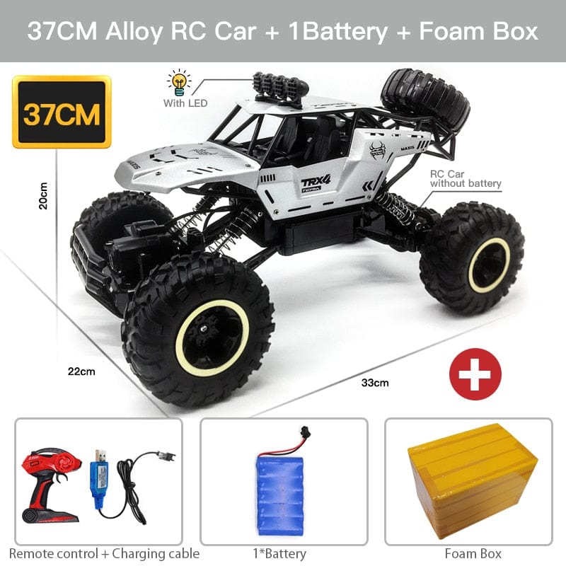 Showlu Fashion Store 0 37CM Silver 1B Alloy ZWN 1:12 / 1:16 4WD RC Car With Led Lights 2.4G Radio Remote Control Cars Buggy Off-Road Control Trucks Boys Toys for Children