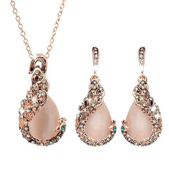 Showlu Fashion Store 0 3pcs/set Jewelry Sets Women Elegant Waterdrop Rhinestone Pendant Necklace Hook Earrings Jewelry Set