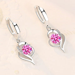 Showlu Fashion Store 0 4 925 Sterling Silver New Woman Fashion Jewelry High Quality Blue Pink White Purple Crystal Zircon Hot Selling Earrings