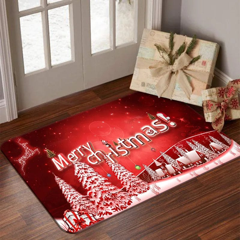 Showlu Fashion Store 0 / 40x120cm 15x47inch Christmas Rugs Home Rugs Santa Pattern Living Room Bedroom Decor Doormats Holiday Party Atmosphere Arrangement Decoration