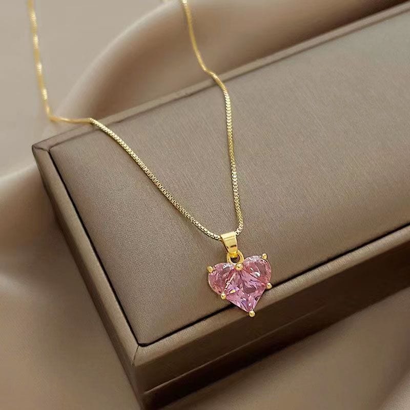 Showlu Fashion Store 0 5 New Wine Red Cherry Gold Colour Pendant Necklace For Women Personality Fashion Necklace Wedding Jewelry Birthday Gifts