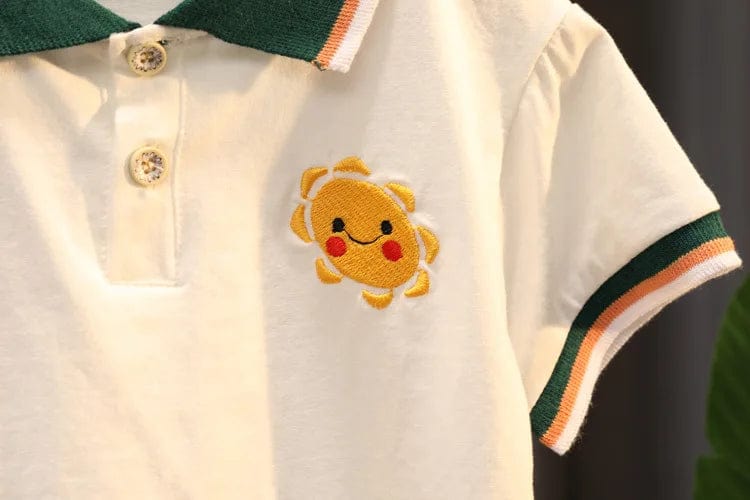 Showlu Fashion Store 0-5 Year Old Baby Boy Summer Simple Clothes Set Children's Fashion Polo Shirt + Cotton Shorts 2-Piece Set