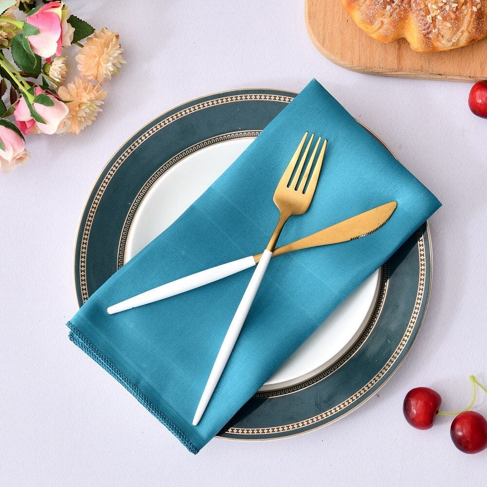 Showlu Fashion Store 0 50 Pcs Satin Table Napkins 43*43cm Square Dinner Napkins Washable Soft Table Napkins for Wedding Birthday Parties Decoration