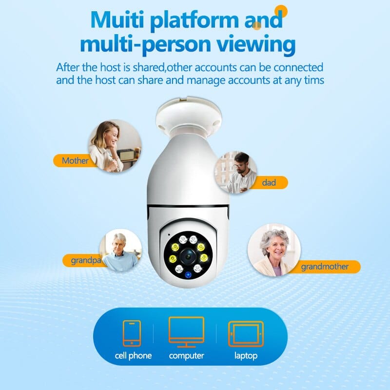 Showlu Fashion Store 0 5G Bulb E27 Surveillance Camera Full Color Night Vision Automatic Human Tracking Zoom Indoor Security Monitor Wifi Camera