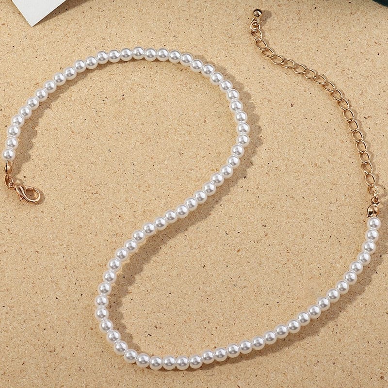 Showlu Fashion Store 0 5MM Vintage Style Simple 6MM Pearl Chain Choker Necklace For Women Wedding Love Shell Pendant Necklace Fashion Jewelry Wholesale