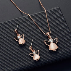 Showlu Fashion Store 0 6 3pcs/set Jewelry Sets Women Elegant Waterdrop Rhinestone Pendant Necklace Hook Earrings Jewelry Set