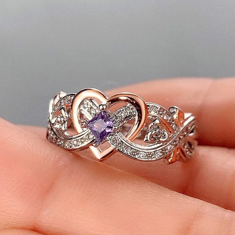 Showlu Fashion Store 0 6 / F1017 Huitan Creative Women's Heart Rings with Romantic Rose Flower Design Wedding Engagement Love Rings Hot Sale Aesthetic Jewelry