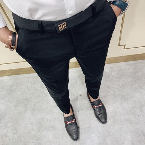 Showlu Fashion Store 0 618 black / 28 Spring 2022 Men Pants Korean Slim Fit Men Casual Ankle Length Pants Streetwear Men High Quality Black Gray Dress Suit Pant Man