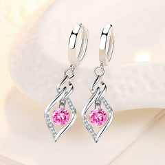 Showlu Fashion Store 0 7 925 Sterling Silver New Woman Fashion Jewelry High Quality Blue Pink White Purple Crystal Zircon Hot Selling Earrings