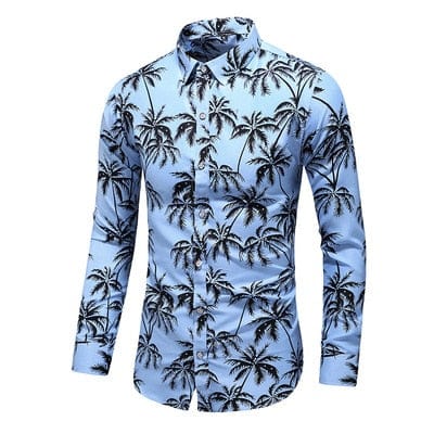 Showlu Fashion Store 0 7015  Sky Blue / Asian L 50kg-60kg LIFENWENNA 6XL 7XL Shirt Men New Autumn Personality Printed Long Sleeve Shirts Mens Casual Plus Size Flower Beach Hawaiian Shirt