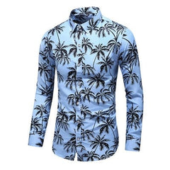 Showlu Fashion Store 0 7015  Sky Blue / Asian L 50kg-60kg LIFENWENNA 6XL 7XL Shirt Men New Autumn Personality Printed Long Sleeve Shirts Mens Casual Plus Size Flower Beach Hawaiian Shirt