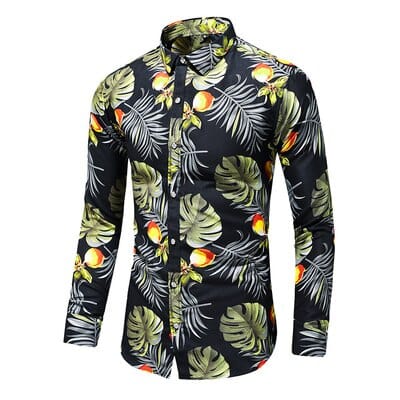 Showlu Fashion Store 0 7016 Black / Asian L 50kg-60kg LIFENWENNA 6XL 7XL Shirt Men New Autumn Personality Printed Long Sleeve Shirts Mens Casual Plus Size Flower Beach Hawaiian Shirt