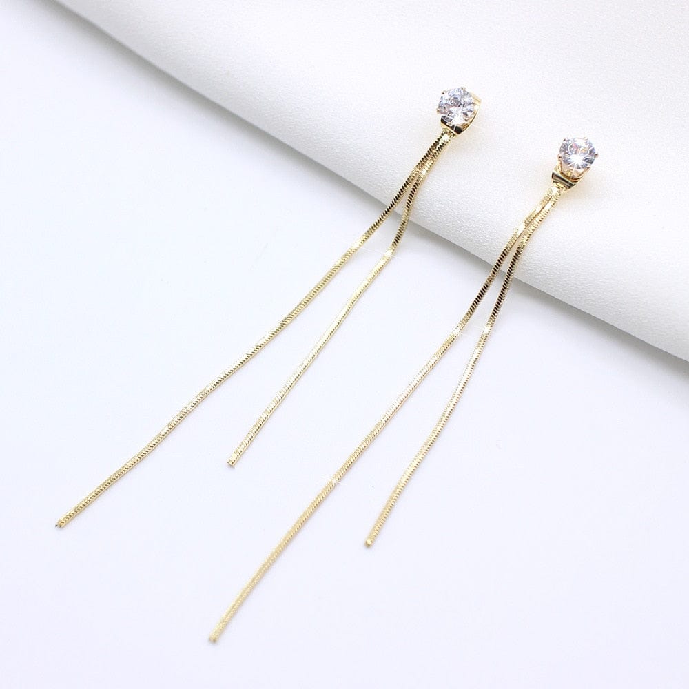 Showlu Fashion Store 0 817gold 2020 Korean Long Statement Geometric Triangle Tassel Dangle Drop Earrings For Women Earrings Fashion Jewelry Oorbellen Brincos