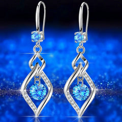  Showlu Fashion Store 0 9 925 Sterling Silver New Woman Fashion Jewelry High Quality Blue Pink White Purple Crystal Zircon Hot Selling Earrings