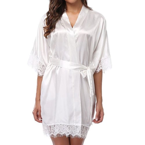 Showlu Fashion Store 0 9 Silk Lace Dress Women's Sleepwear Mini Robe Half Sleeve Lace Bathrobe Sexy Lingerie Night Gown Thongs Nightdress