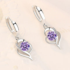  Showlu Fashion Store 0 925 Sterling Silver New Woman Fashion Jewelry High Quality Blue Pink White Purple Crystal Zircon Hot Selling Earrings