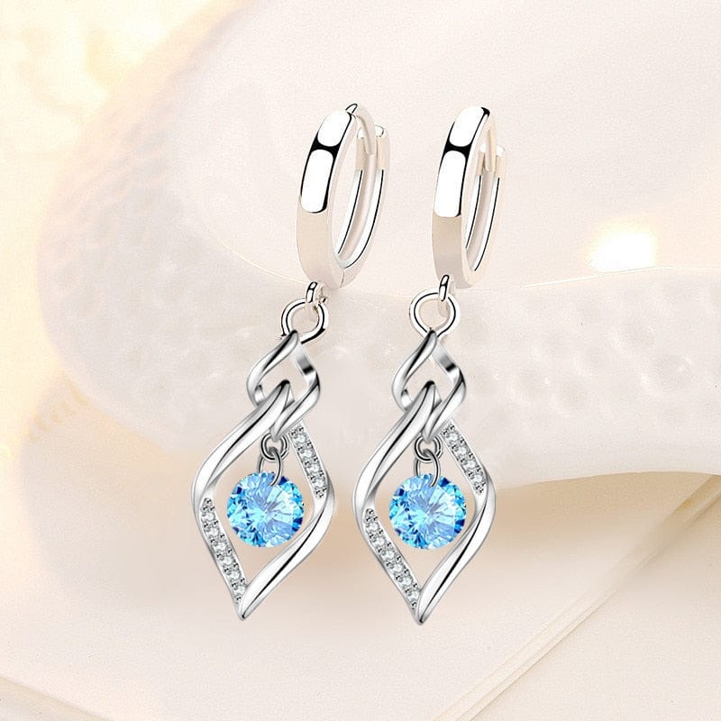 Showlu Fashion Store 0 925 Sterling Silver New Woman Fashion Jewelry High Quality Blue Pink White Purple Crystal Zircon Hot Selling Earrings