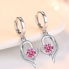 Showlu Fashion Store 0 925 Sterling Silver New Woman Fashion Jewelry High Quality Blue Pink White Purple Crystal Zircon Hot Selling Earrings