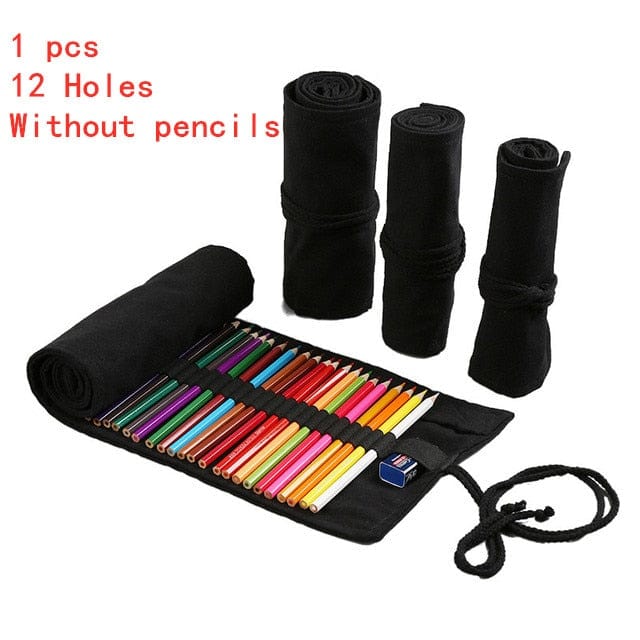 Showlu Fashion Store 0 A-12 Holes 12/24/36/48/72 Hole Colorful Cloth Pencil Case Stationery Cosmetic Pencil Storage Bag Pencil roll School Supplies 050045