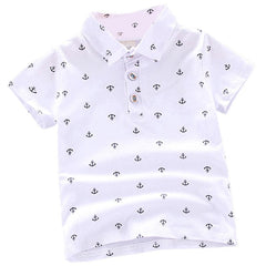 Showlu Fashion Store 0 A / 12M / China New Baby Kids Boys Fashion Breathable Print Short Sleeve Lapel Collar Cotton Shirt