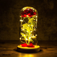 Showlu Fashion Store 0 A-2 LED Enchanted Galaxy Rose Eternal 24K Gold Foil Flower with String Lights In Dome for Home Decor Christmas Valentine&#39;s Day Gift