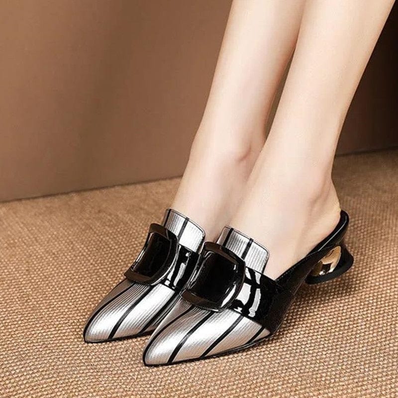 Showlu Fashion Store 0 a / 36 Women Cute Sweet High Quality Beige Bezel Slip on Stiletto Lady Classic Comfort Stylish Heel Shoes Zapato Negro Tacon E5867