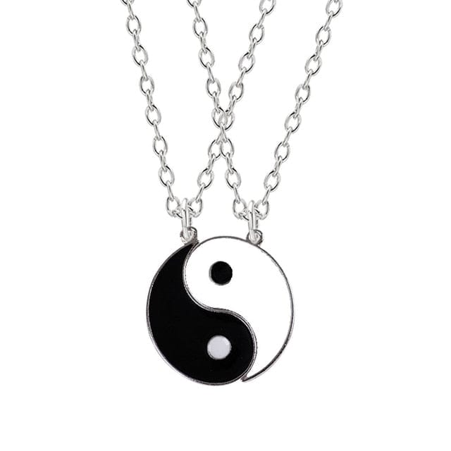 Showlu Fashion Store 0 A Hot Selling Yin And Yang Stitching Alloy Two Petals Pisces Couple Pendant Necklace Fashion Jewelry Accessories Birthday Gift