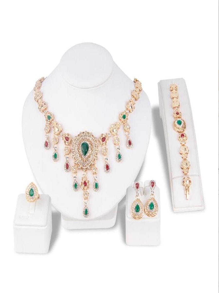 Showlu Fashion Store 0 A variety of fashion exaggerated bridal necklace earrings jewelry set Gold-plated jewelry accessories