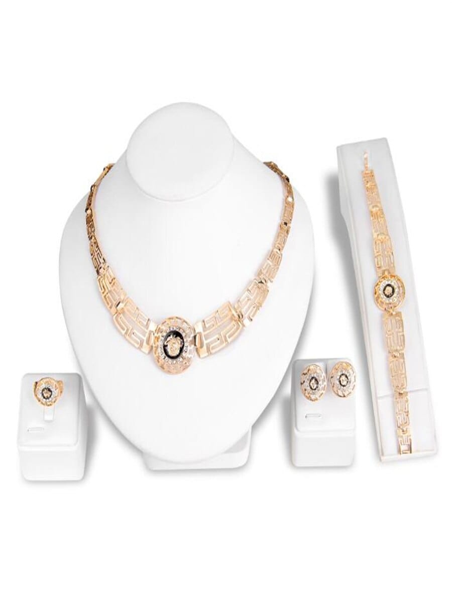 Showlu Fashion Store 0 A variety of fashion exaggerated bridal necklace earrings jewelry set Gold-plated jewelry accessories