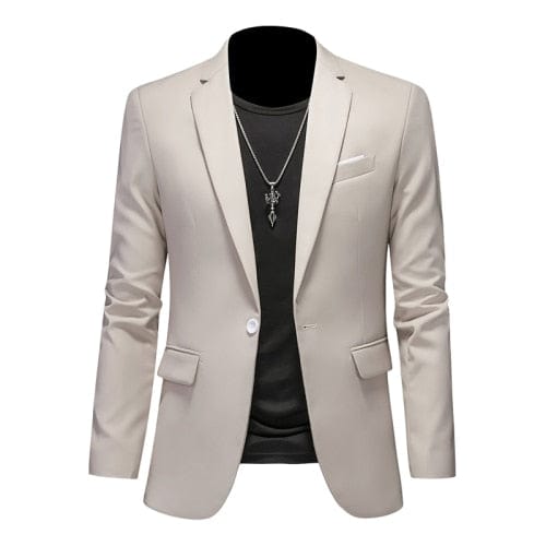 Showlu Fashion Store 0 Apricot / Asia L(168cm-57kg) High Quality Business Slim Fit Single Buttons Suits Jacket Men Slim Fit Casual Fashion Wedding Groom Tuxedo Blazer Coats 6XL-M