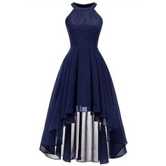 Showlu Fashion Store 0 Azure blue / 4 2022 wedding party dress prom gown fashion clothing Front short long back dark blue halter Bow Bridesmaid Dresses