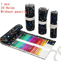 Showlu Fashion Store 0 B-24 Holes 12/24/36/48/72 Hole Colorful Cloth Pencil Case Stationery Cosmetic Pencil Storage Bag Pencil roll School Supplies 050045