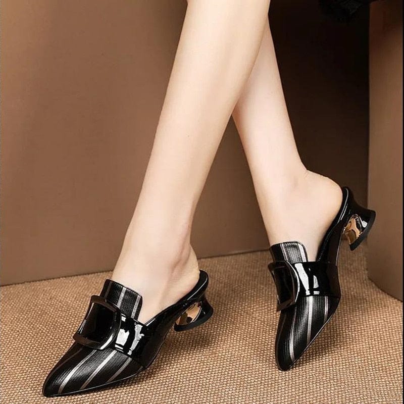 Showlu Fashion Store 0 b / 36 Women Cute Sweet High Quality Beige Bezel Slip on Stiletto Lady Classic Comfort Stylish Heel Shoes Zapato Negro Tacon E5867