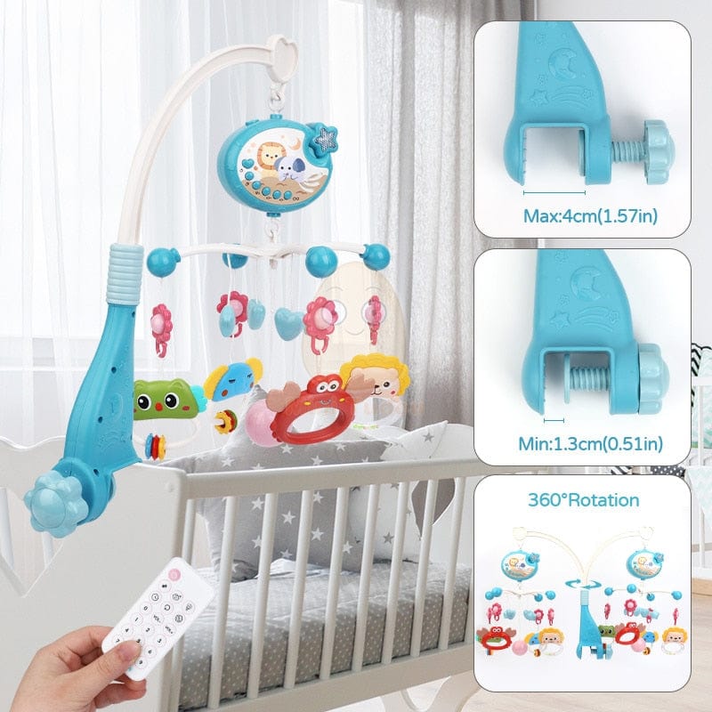 Showlu Fashion Store 0 Baby Crib Mobile Rattle Toy For 0-12 Months Infant  Rotating Musical Projector Night Light Bed Bell Educational For Newborn Gift