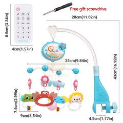 Showlu Fashion Store 0 Baby Crib Mobile Rattle Toy For 0-12 Months Infant  Rotating Musical Projector Night Light Bed Bell Educational For Newborn Gift