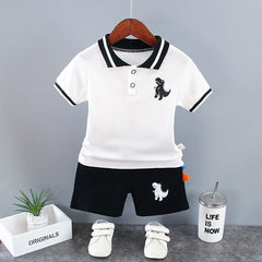 Showlu Fashion Store 0 Baby Little Boy's Clothing Set Summer White Black Children Kid's Sport Suit Toddler Boys Formal Clothes Sets 1 2 3 4 5 Years