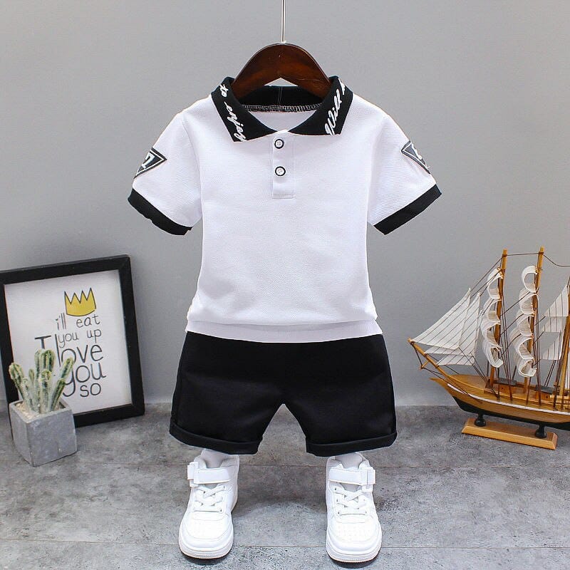 Showlu Fashion Store 0 Baby Little Boy's Clothing Set Summer White Black Children Kid's Sport Suit Toddler Boys Formal Clothes Sets 1 2 3 4 5 Years