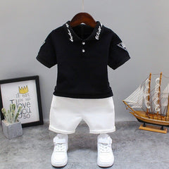 Showlu Fashion Store 0 Baby Little Boy's Clothing Set Summer White Black Children Kid's Sport Suit Toddler Boys Formal Clothes Sets 1 2 3 4 5 Years