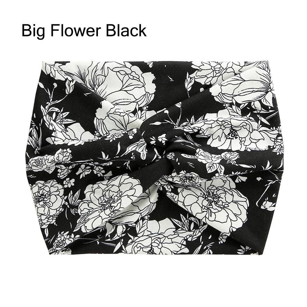 Showlu Fashion Store 0 Big Flower Black Hair Accessories Twisted Extra Large Thick Wide Headbands Turban Workout Headband Head Wraps for Women