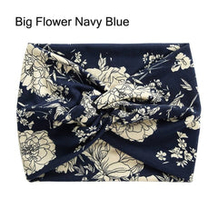 Showlu Fashion Store 0 Big Flower Navy Blue Hair Accessories Twisted Extra Large Thick Wide Headbands Turban Workout Headband Head Wraps for Women