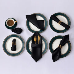 Showlu Fashion Store 0 black 12pcs 50cm*50cm Satin Table Napkin Table Dinner Napkins Handkerchief Cloth Diner Banquet Wedding Party Home Decorations 20inch