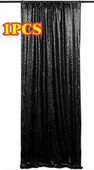 Showlu Fashion Store 0 black 1PCS Sequin Backdrop Curtains - 2 Panels 2x8FT ,for Wedding Birthday Christmas Baby Shower Party Decoration Photographic props Silver