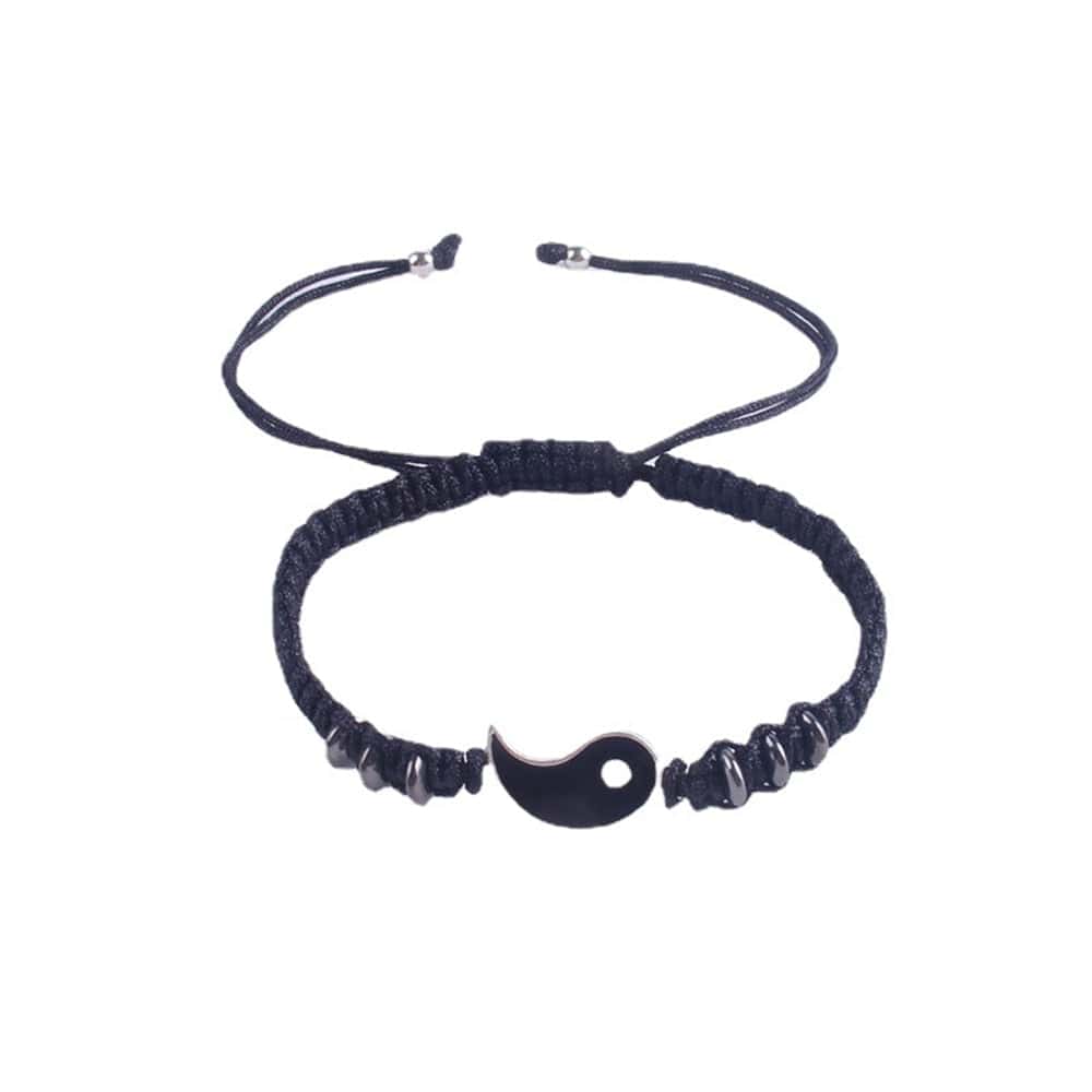 Showlu Fashion Store 0 Black 2022 New Best Friend Bracelets for 2 Matching Yin Yang Adjustable Cord Bracelet for Bff Friendship Relationship Boyfriend Girlfr