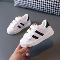 Showlu Fashion Store 0 Black / 21 (Inner  13cm) Children's Sneakers Kids Fashion Design White Non-slip Casual Shoes for Boys Girls Hook Breathable Sneakers Toddler Outdoor Shoe