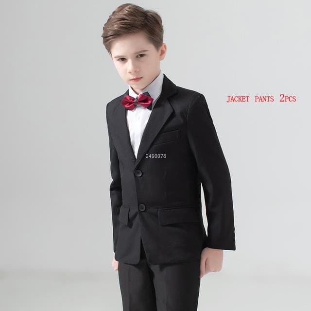 Showlu Fashion Store 0 Black Coat Pants / 2T Kids Navy Blue Wedding Suit For Boys Birthday Photography Dress Child Red Blazer School Performance Party Prom Clothing Set