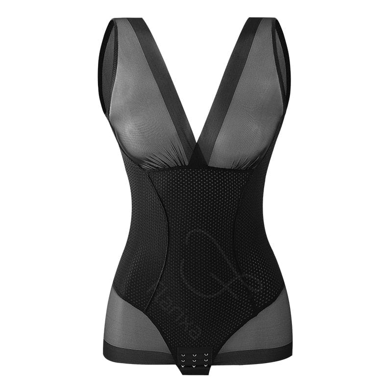 Showlu Fashion Store 0 Black / M(45-53kg) Flarixa Sexy Mesh Shapewear Women Bodysuit Push Up Bra Redress Tank Top Waist Trainer Tummy Tuck BodyShaper Transparent Lingerie