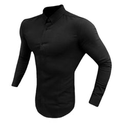 Showlu Fashion Store 0 Black / M Autumn Fashion Long Sleeve Shirt Men Super Slim Fit Male Casual Social Business Dress Shirt Brand Men Fitness Sports Clothing