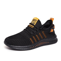 Showlu Fashion Store 0 Black Orange / 39(25.0cm) Fashion Men Sneakers Mesh Casual Shoes Lac-up Breathable Lightweight Walking Sneakers Men Shoes Plus Size Summer Tenis Shoes