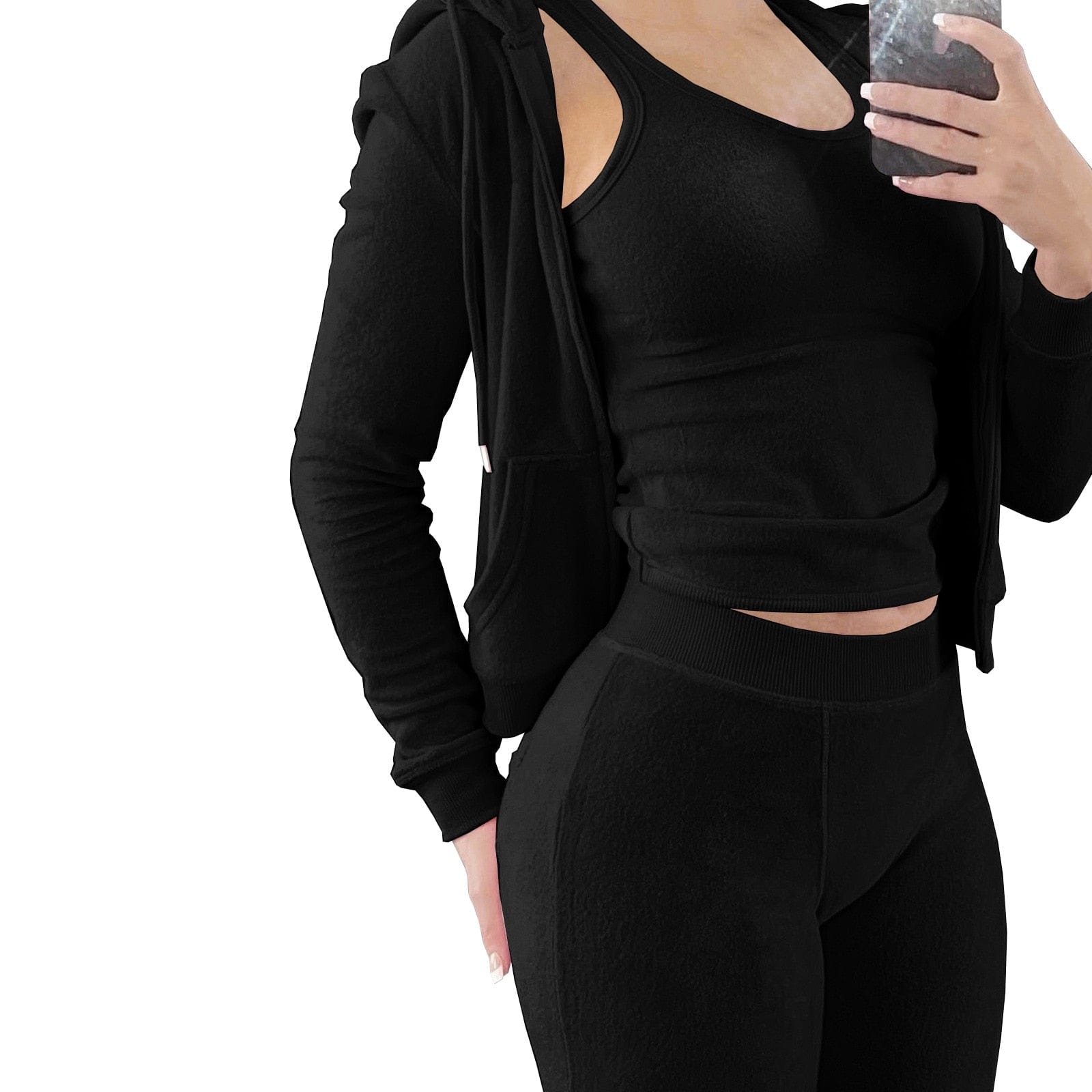 Showlu Fashion Store 0 Black / S Luxurious Thick Fleece 3-Piece Sweatsuit